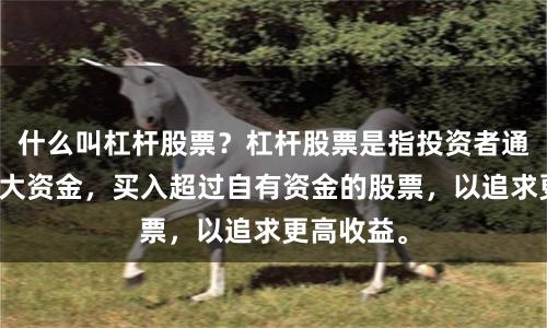 什么叫杠杆股票？杠杆股票是指投资者通过借款放大资金，买入超过自有资金的股票，以追求更高收益。